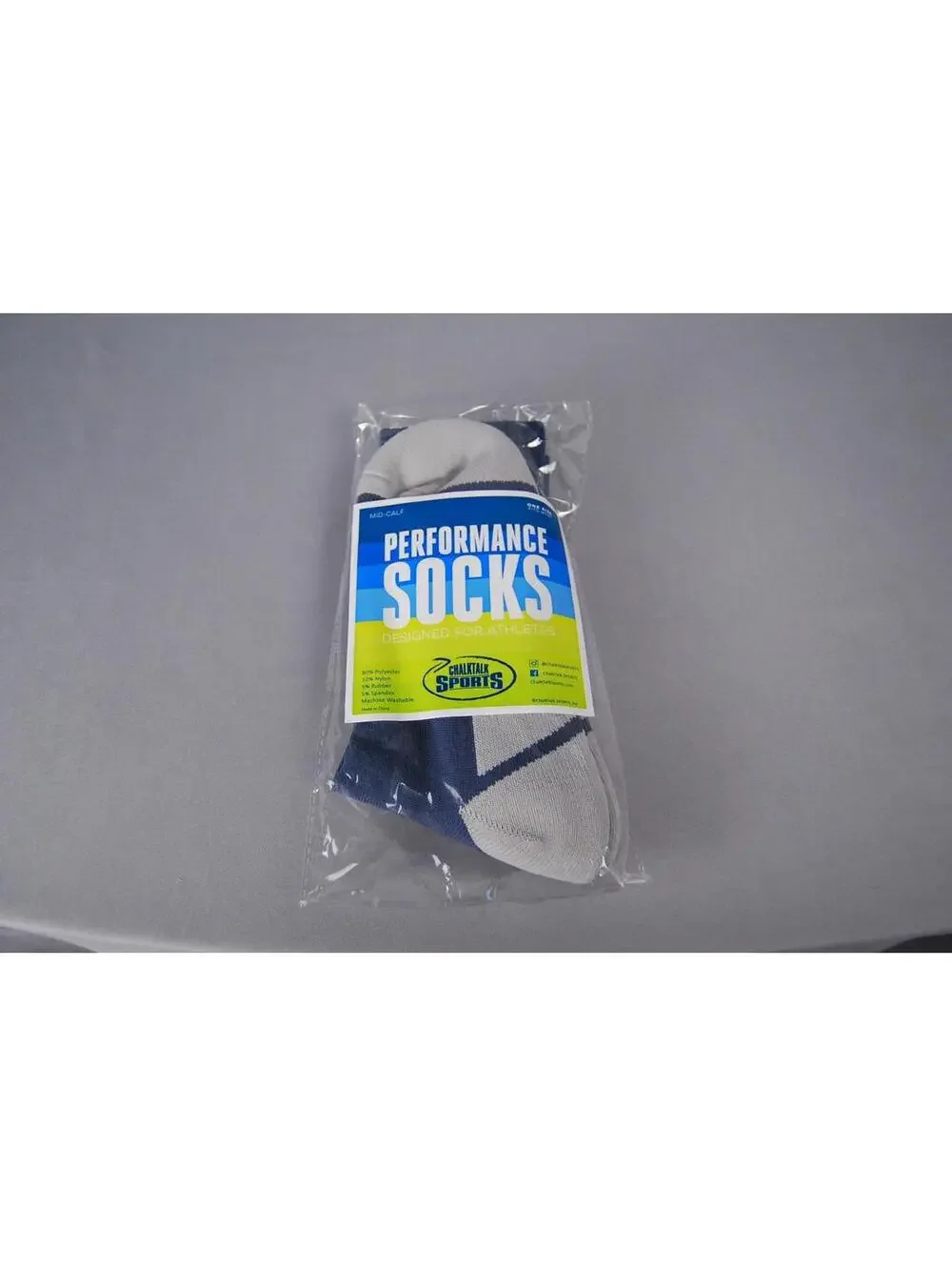 ChalkTalk Sports Hockey Goalie Mid-Calf Performance Socks Blue White NWT